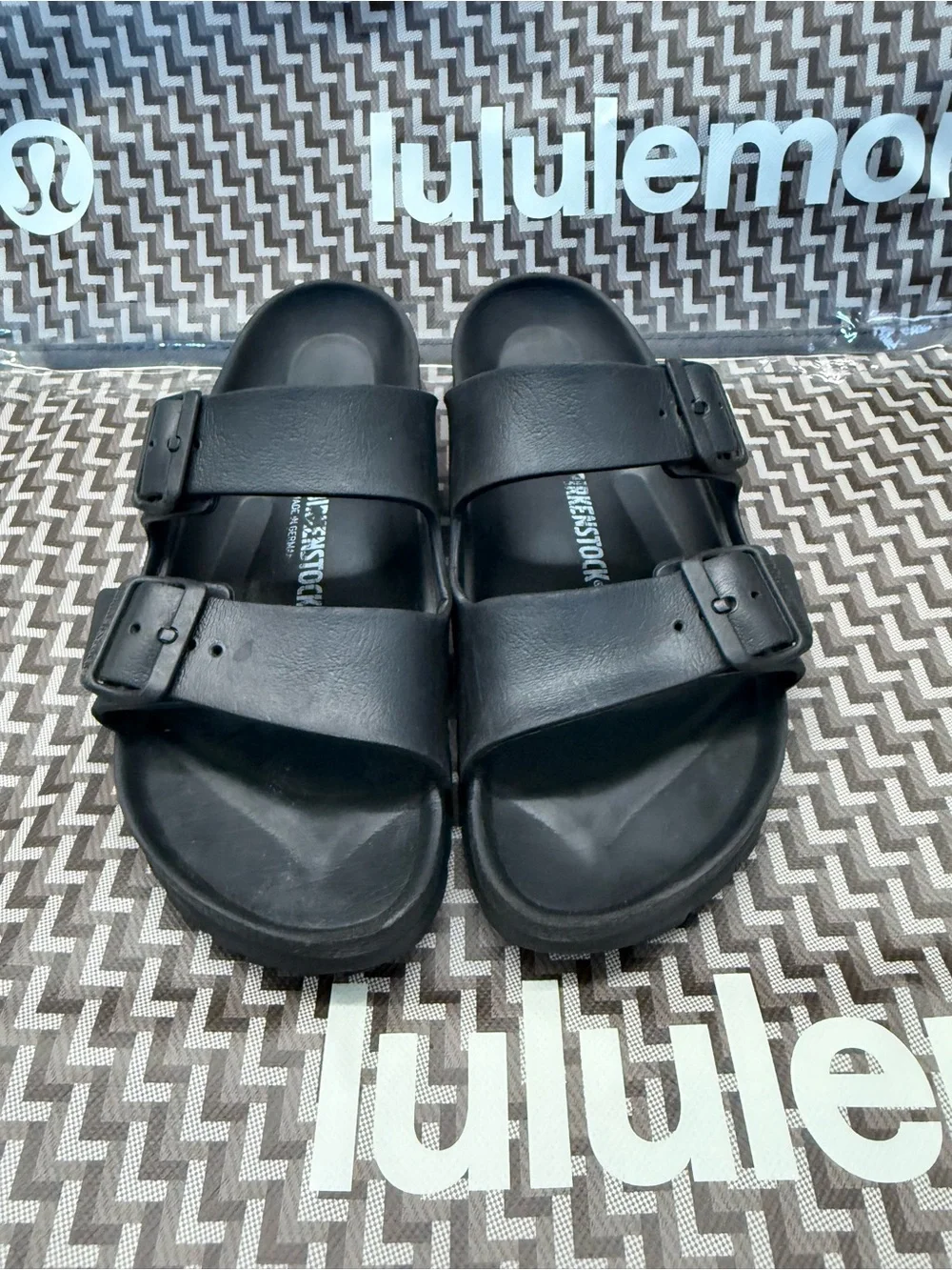 Birkenstock Black Two-Strap Arizona EVA Slide Sandals
